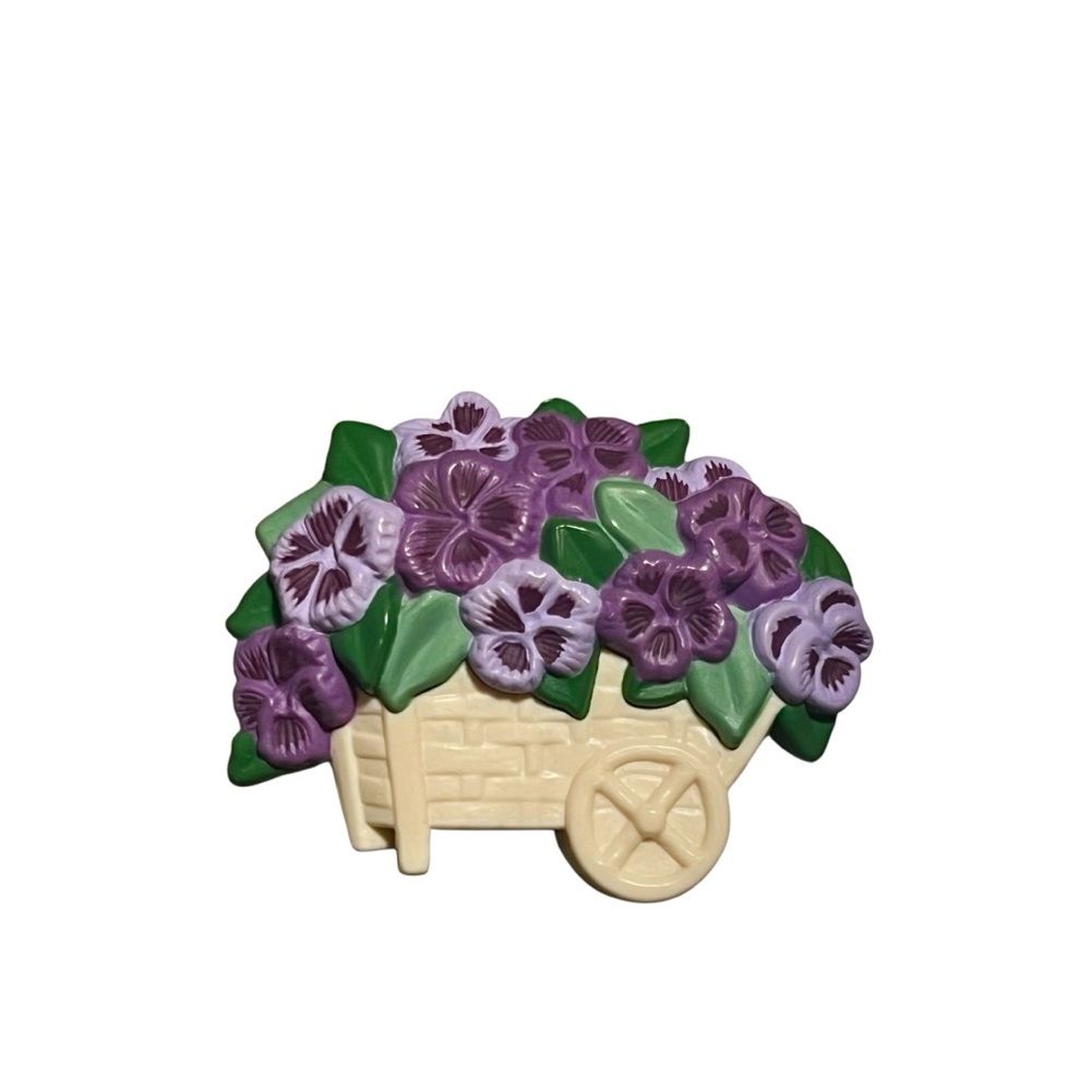 Vintage Hallmark Purple Pansy Flower Cart Brooch – 1980s HMK CDS